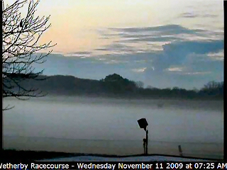 Low lying mist over Wetherby Racecourse